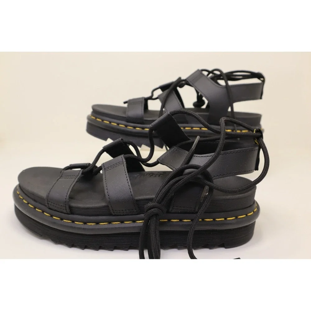 Dr. Martens Nartilla Black Gladiator Sandals Women's 9 UK 7 EU 41 Lace Up NWOB